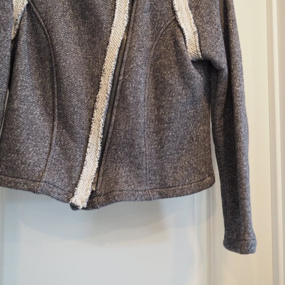 GAP Terry Motto Jacket Sz Small A-Symmetrical Zipper Fur Lining Preppy Style - Picture 6 of 12